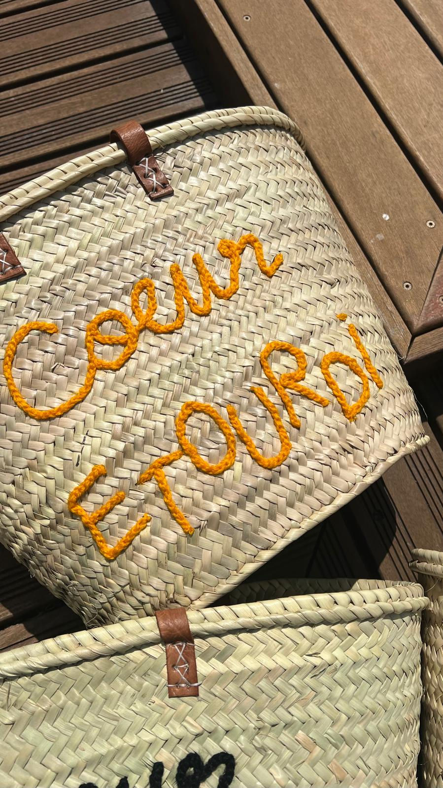 Miniature : Panier raphia/cuir