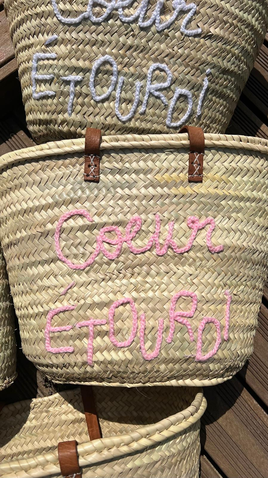 Miniature : Panier raphia/cuir