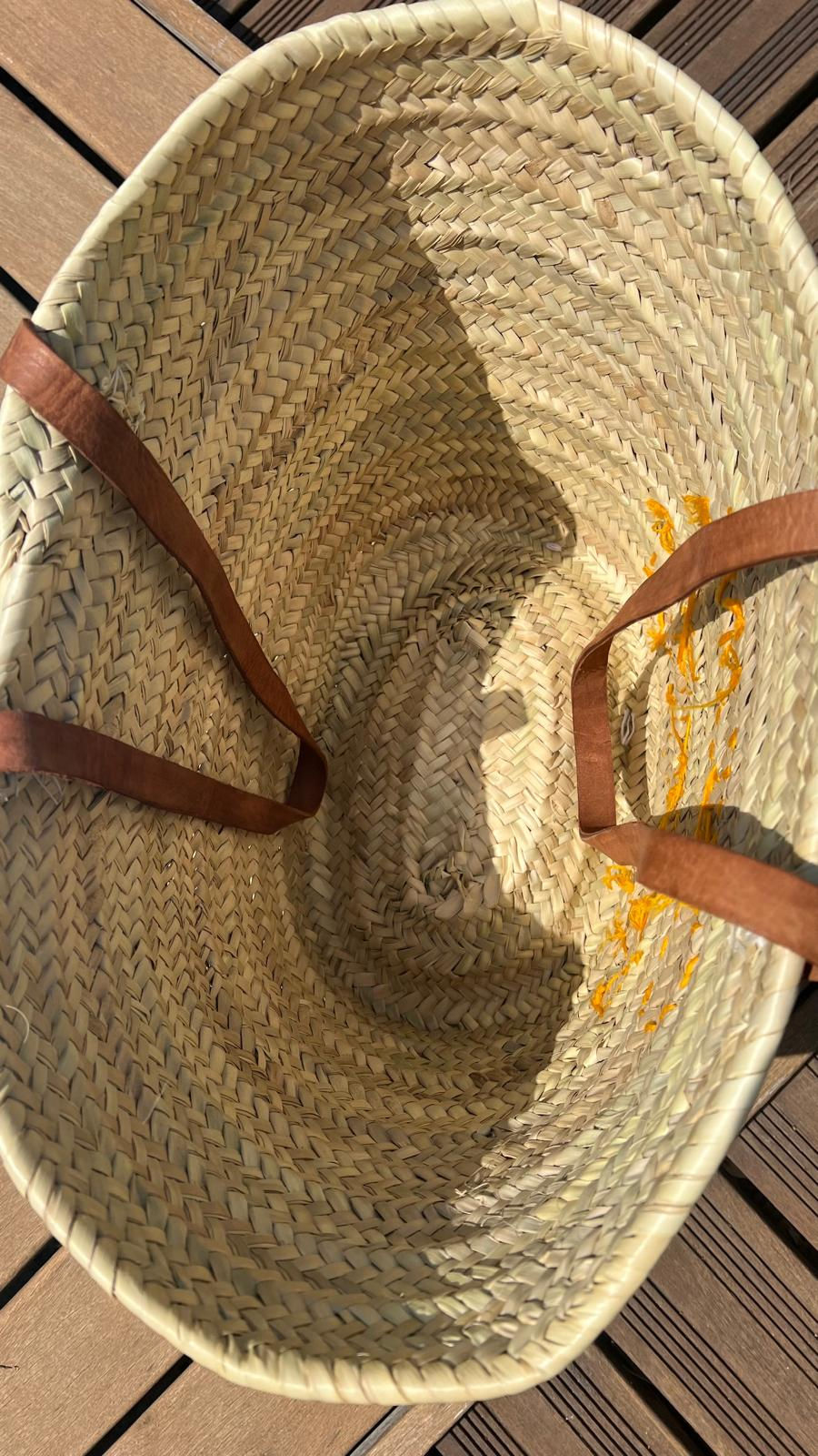 Miniature : Panier raphia/cuir