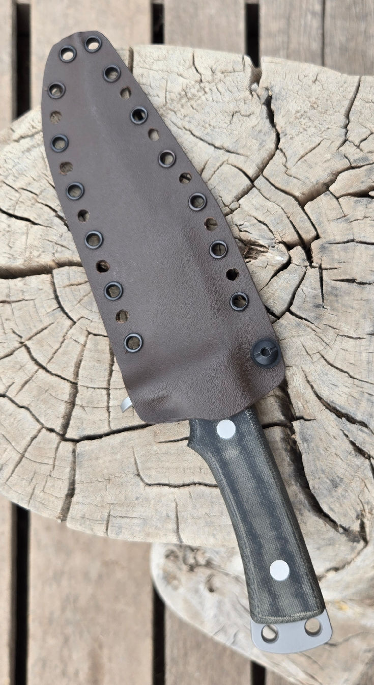 Thumbnail: Chocolate brown pancake style sheath for a LaRue Battle Knife 