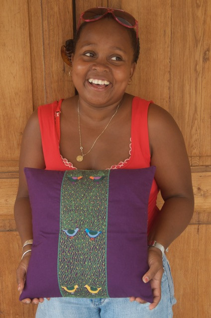 hand embroidered cushion madagascar