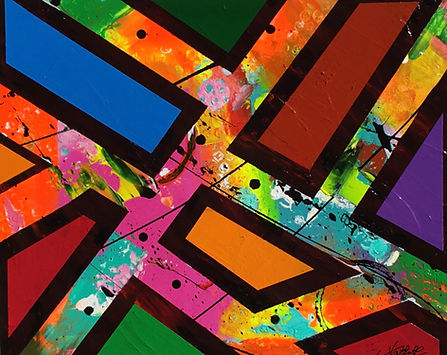 Peinture abstrait tableau multi couleurs pop