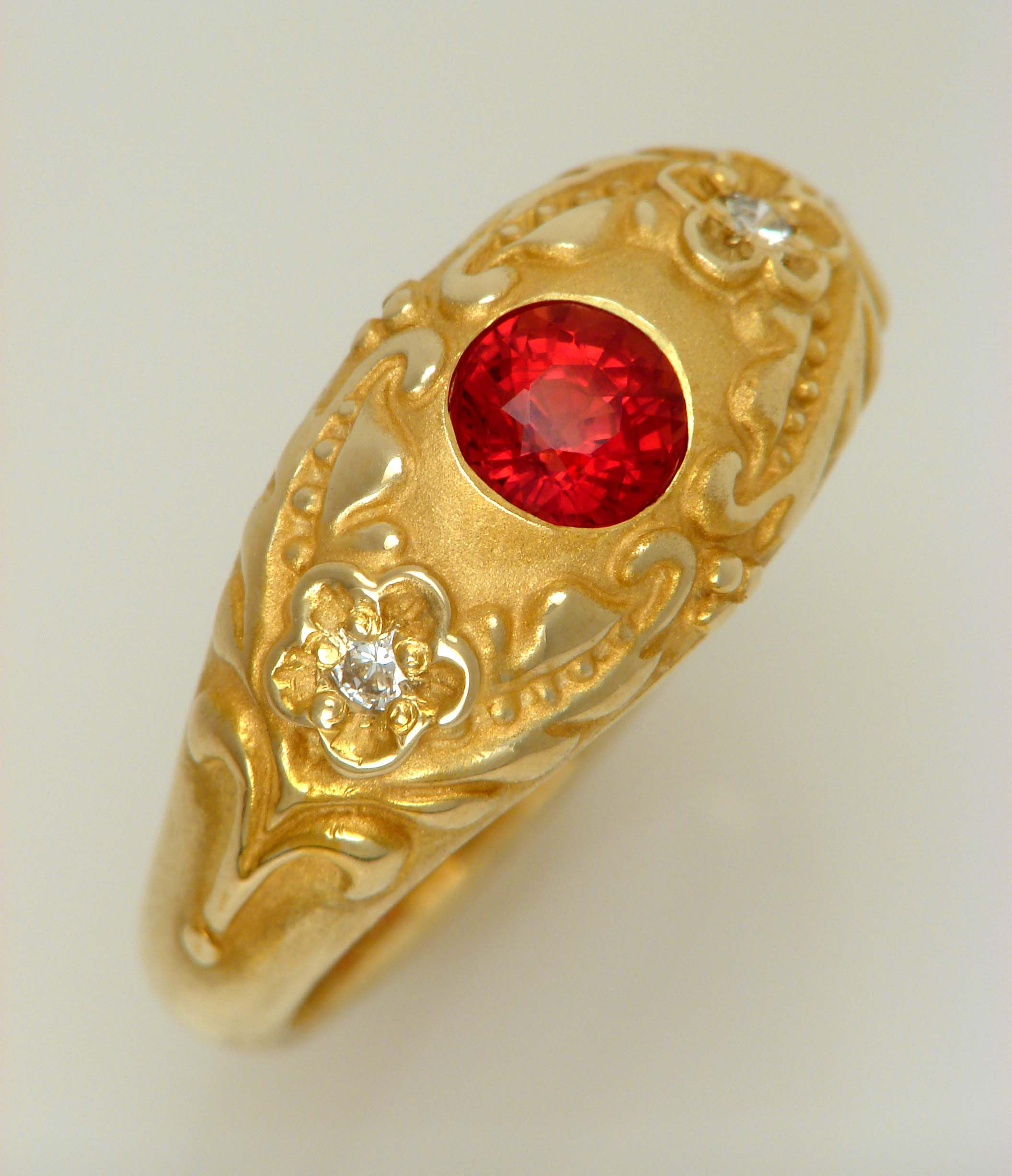 Fern Leaves and Flowers Ring