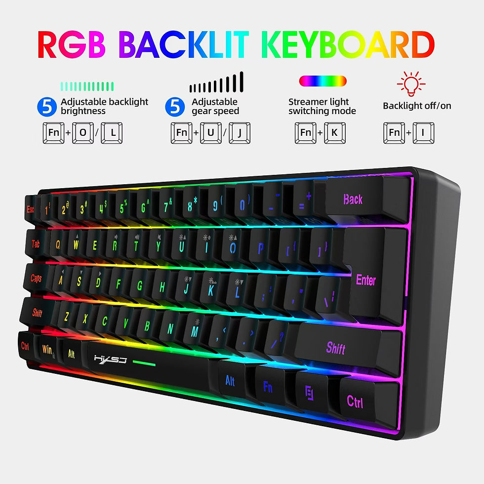 Miniatura: 60% wired gaming keyboard, RGB backlight ultra compact mini keyboard, waterproof