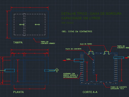 Detalhe Caixa de Gordura 108 litros - dwg - autocad