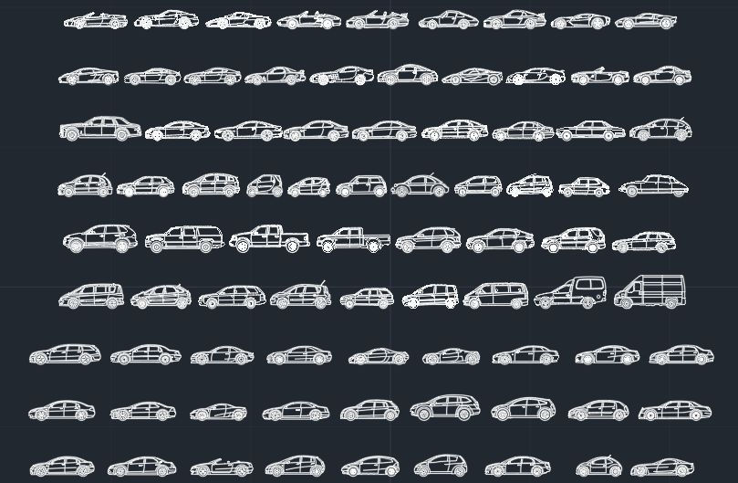 Coleção carros em DWG