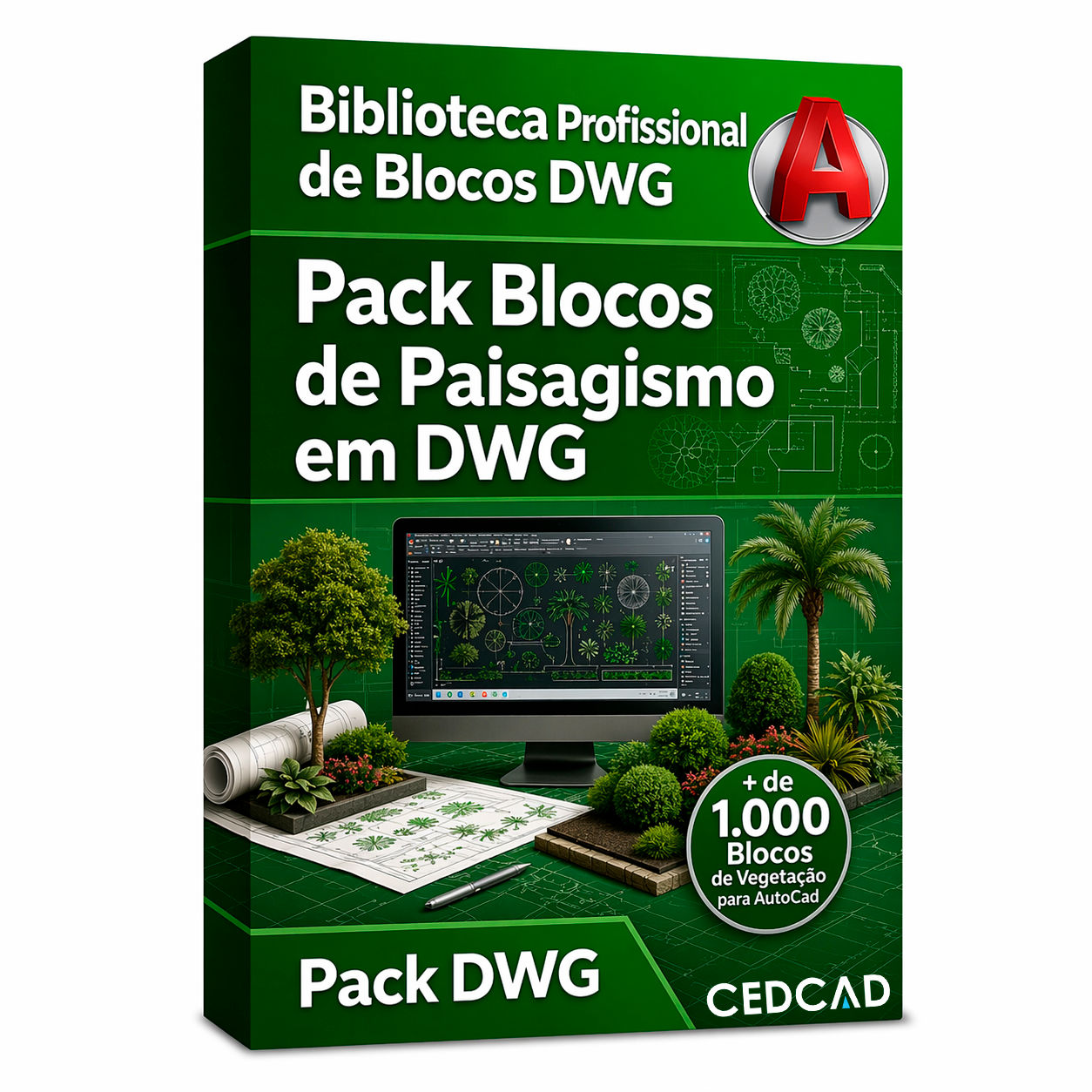 Pack Blocos de Paisagismo em DWG + de 1.000 Blocos de Vegetação para AutoCad