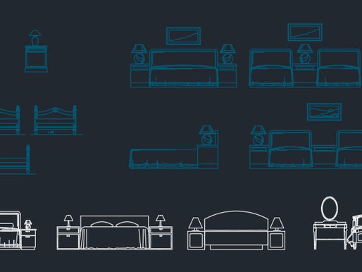 Double and Single Beds - - dwg - autocad