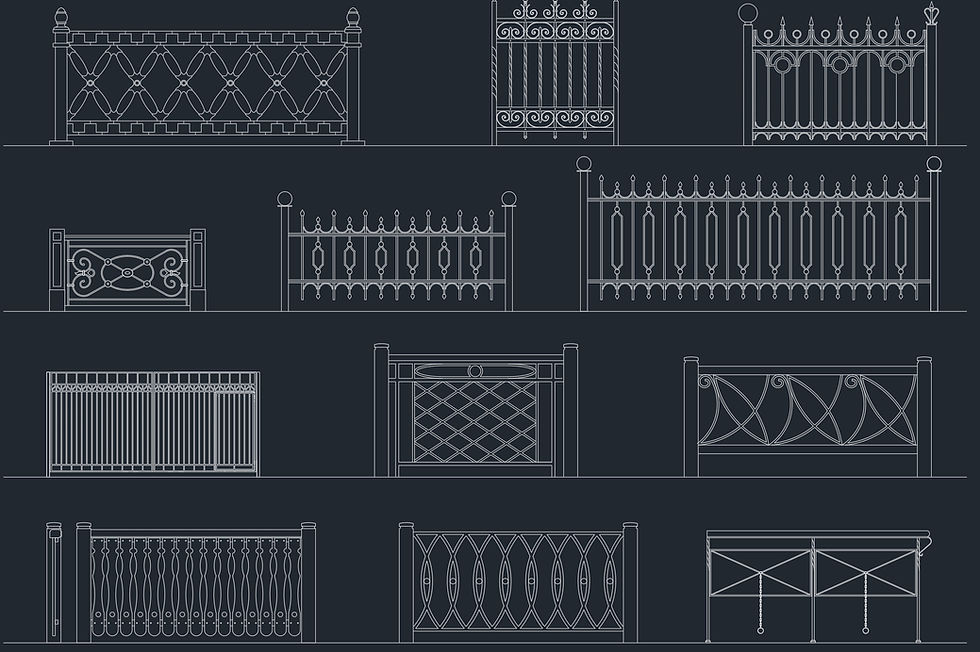 Miniatura: Blocos de Portões Cercas e Grades em DWG, AutoCad