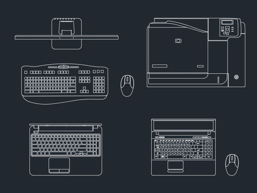Printer, Computer and Notebook Blocks - dwg - autocad