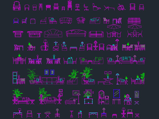 Vistas de Sofás e Cadeiras em Vista - dwg - autocad