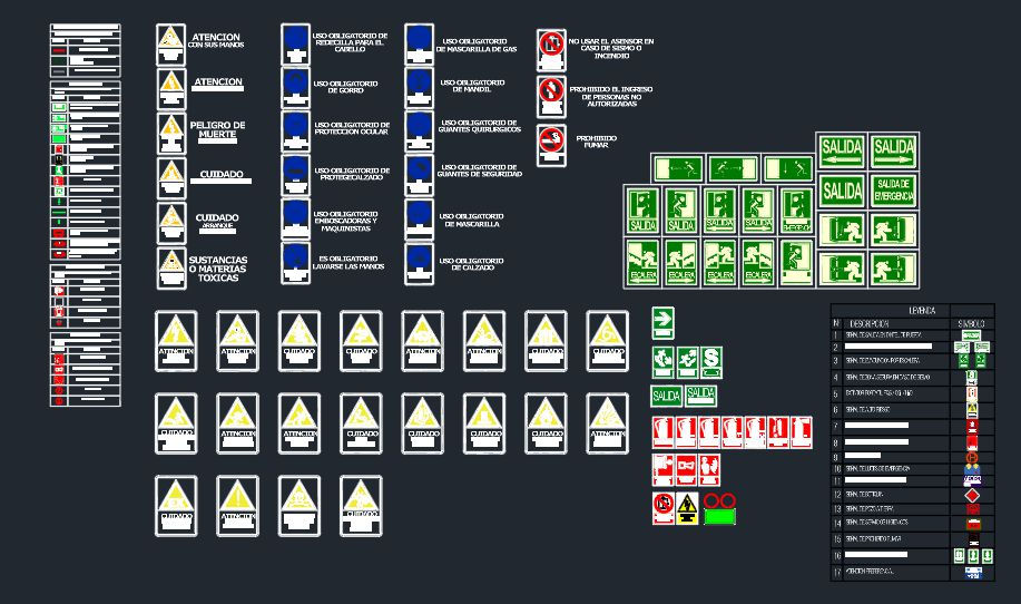 Sinais de Riscos, Perigos  em DWG