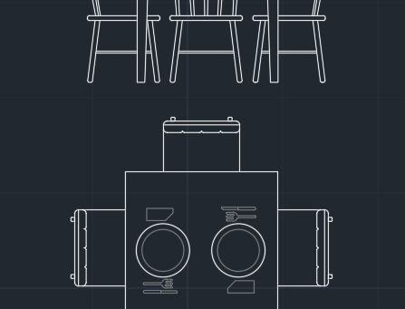 Mesa Bar 4 cadeiras 80x80 - dwg - autocad
