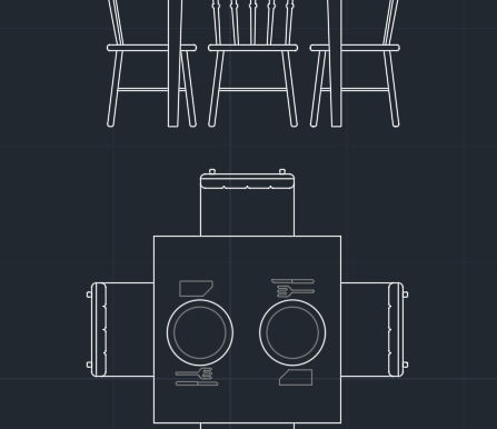 Mesa Bar 4 cadeiras 80x80 - dwg - autocad