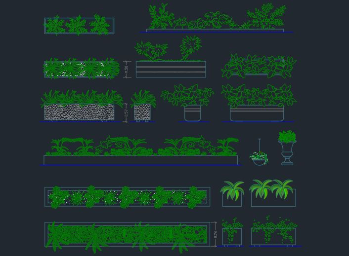 Arbustos Vegetação em DWG