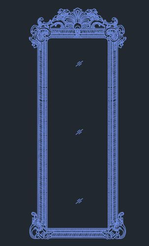 Espelho Vertical Moldura de Madeira em DWG
