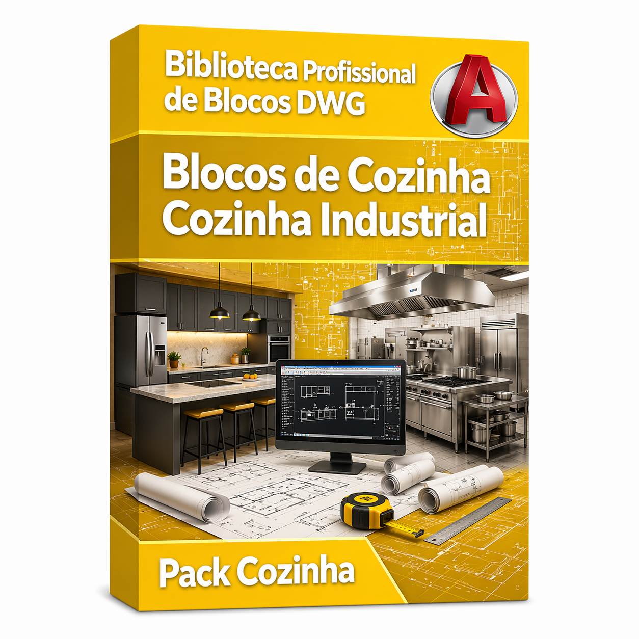 Pack de Blocos DWG de Cozinha e Cozinha Industrial Completo para AutoCAD