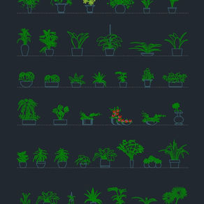 40 Small Plant Pots - Views - dwg - autocad