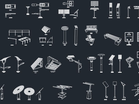 Diversos Modelos Luminárias Solares de Chão - dwg - autocad 