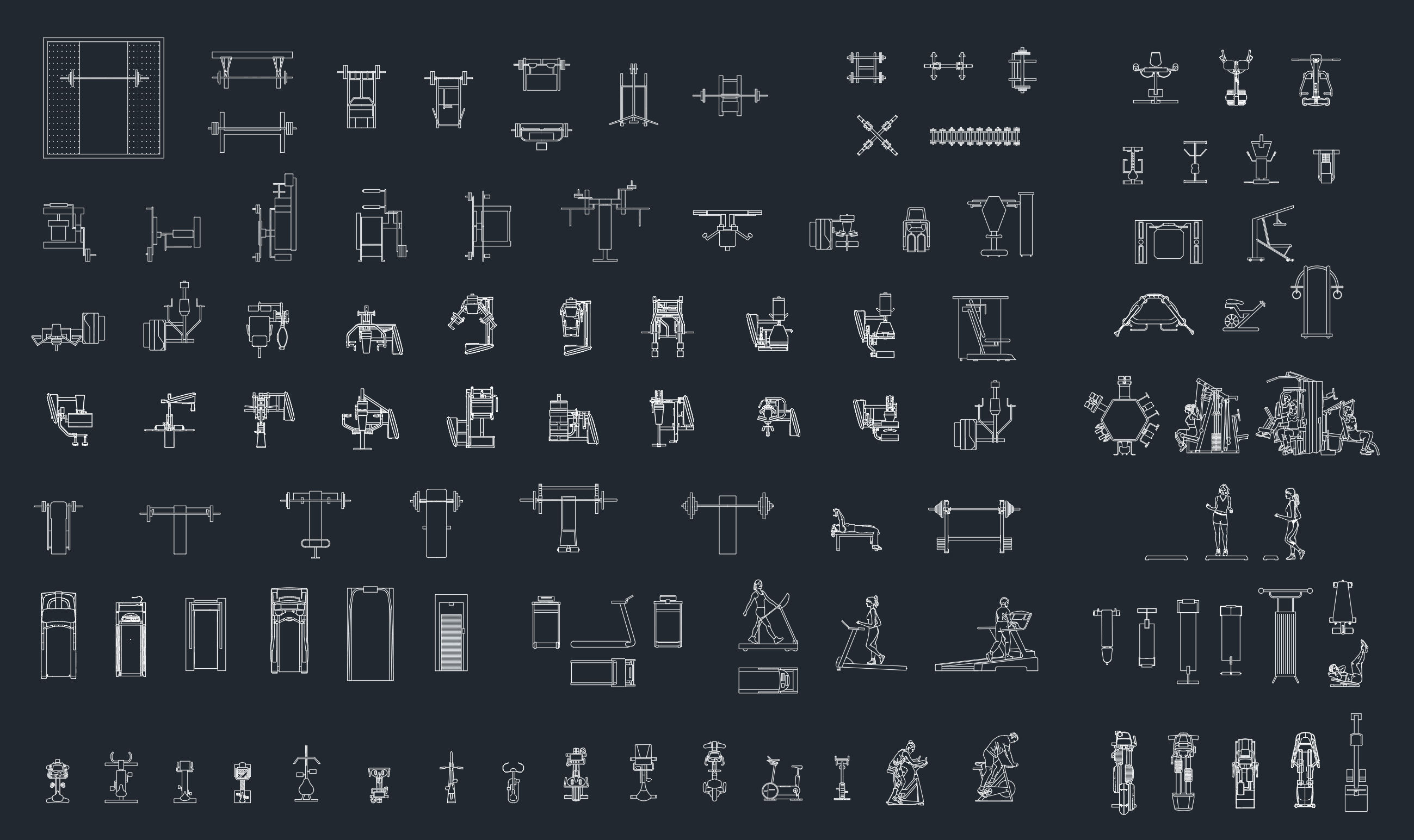 110 Blocos para Academia em DWG