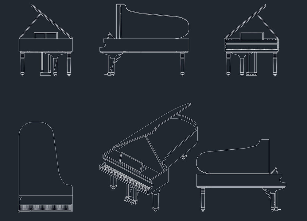 Piano In Plan Piano, planta e vistas - dwg - autocad