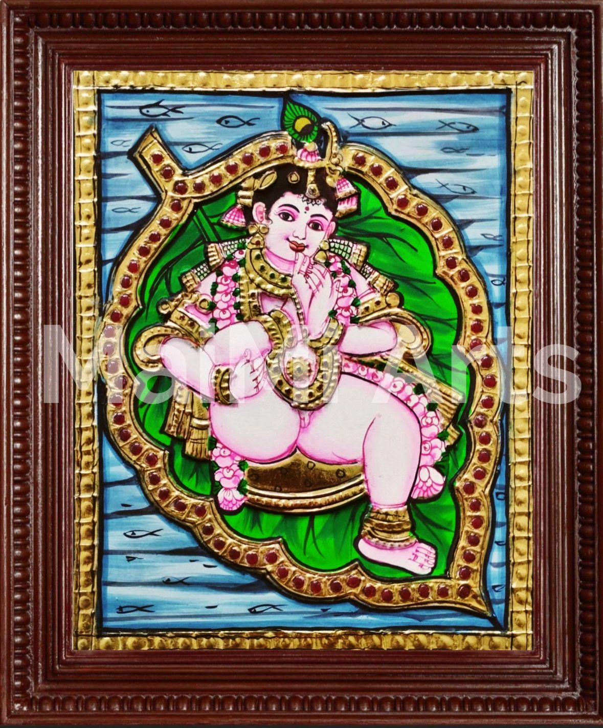 Leaf Krishna Tanjore Painting