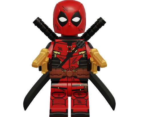 Minifigura Bloques Deadpool (Marvel) - Edición Daño de Batalla con Armas Doradas