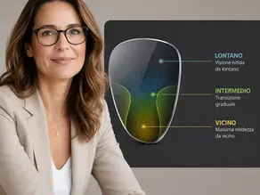Lente progressiva con zone da lontano intermedio e vicino