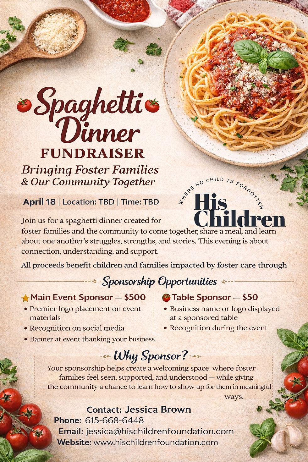 Spaghetti Dinner Family Event