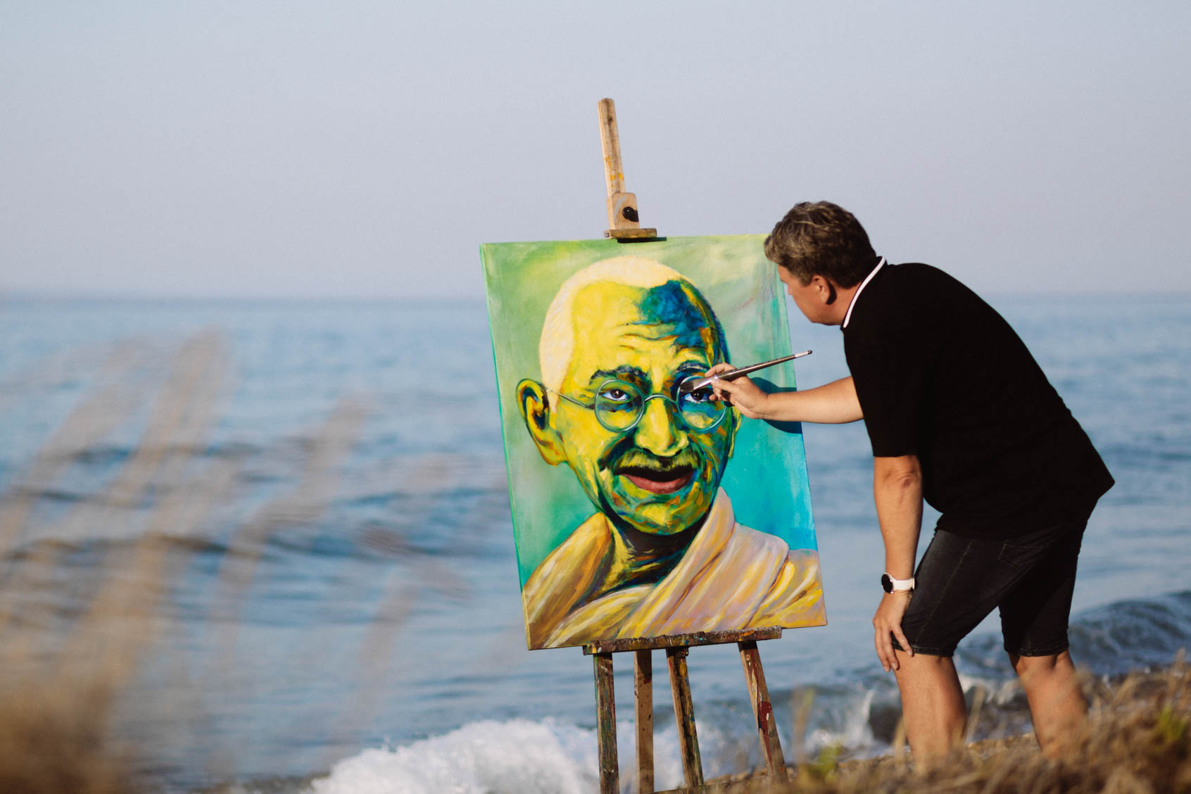 Porträt von Christian Dressler bei der Ausstellung