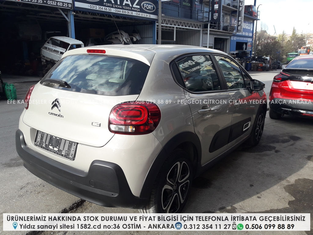 Citroen c3 sağ arka kapı çıkma orijinal b618 kasa