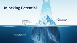     Iceberg model แสดงผลงานพนักงานที่มองเห็นได้ และศักยภาพในอนาคตที่ซ่อนอยู่ใต้ผิวน้ำ เช่น ความเป็นผู้นำ การเติบโต และความสำเร็จระยะยาว