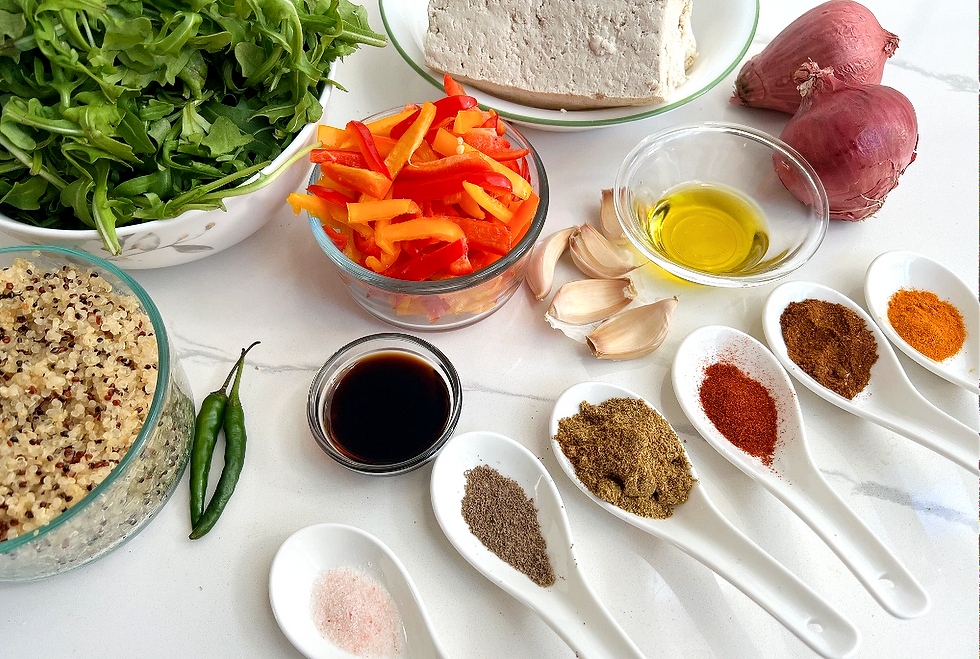 Quinoa and Tofu Stir-Fry with Arugula