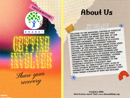 SHARE!'s first inaugural zine: "Voices of Recovery"