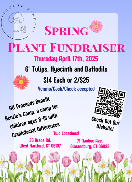Choose Kindness Kenzie's Camp YMCA camp hazen chester connecticut west hartford craniofacial awareness cleft happy fun smile 2025 spring plant sale fundraiser
