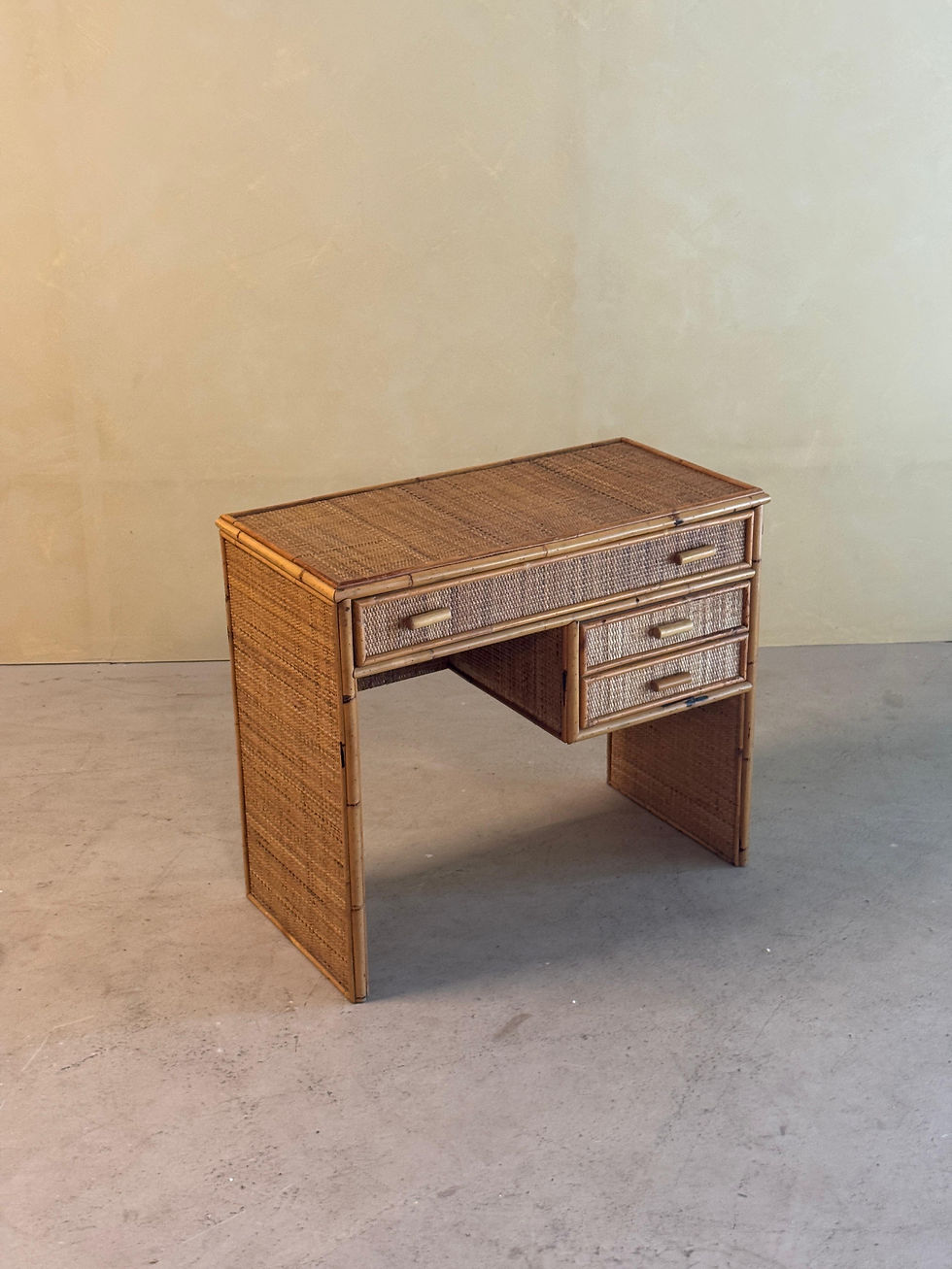 Thumbnail: Mid-Century bamboo and rattan desk, 1970s