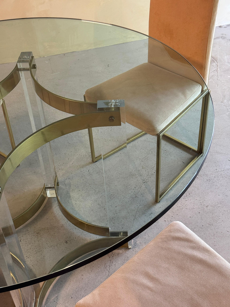 Thumbnail: Belgochrom brass round dining set, 1970s