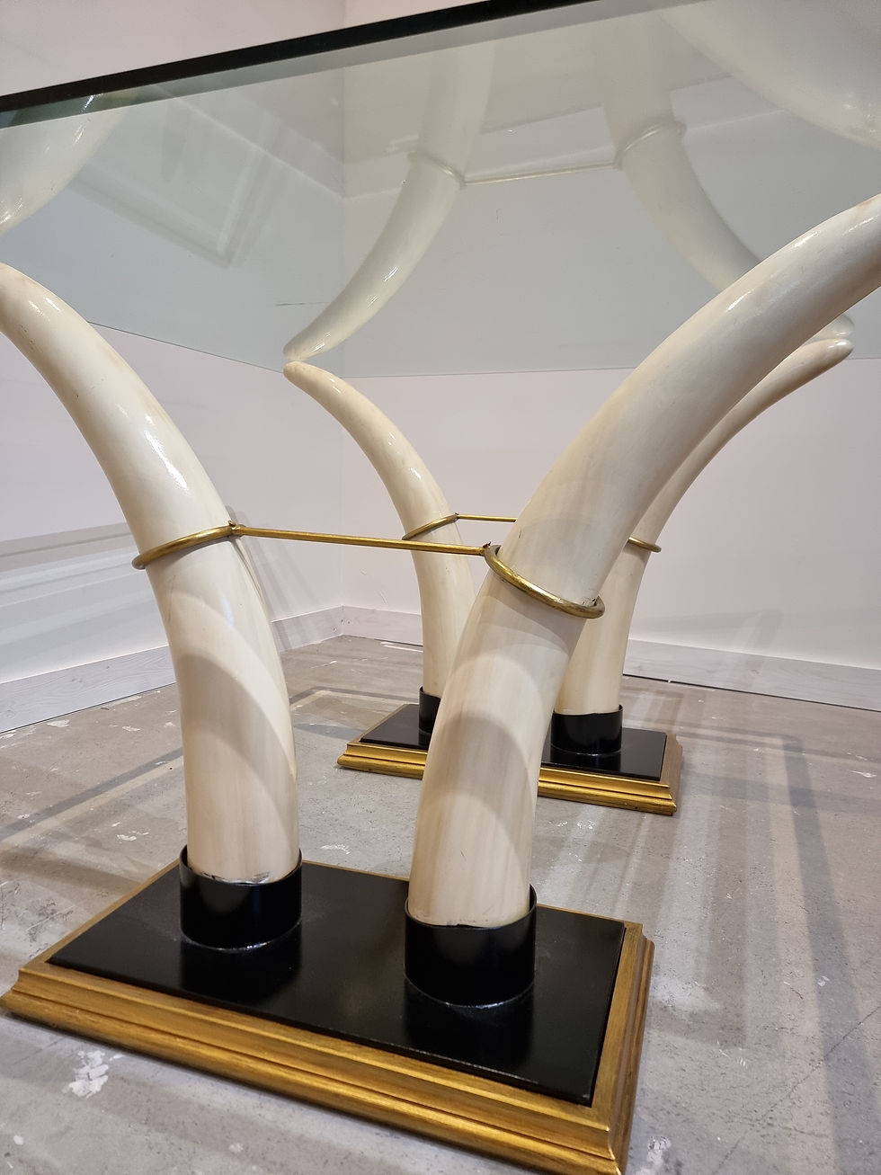 Thumbnail: Square Italian Faux Tusk Dining Table, 1970s