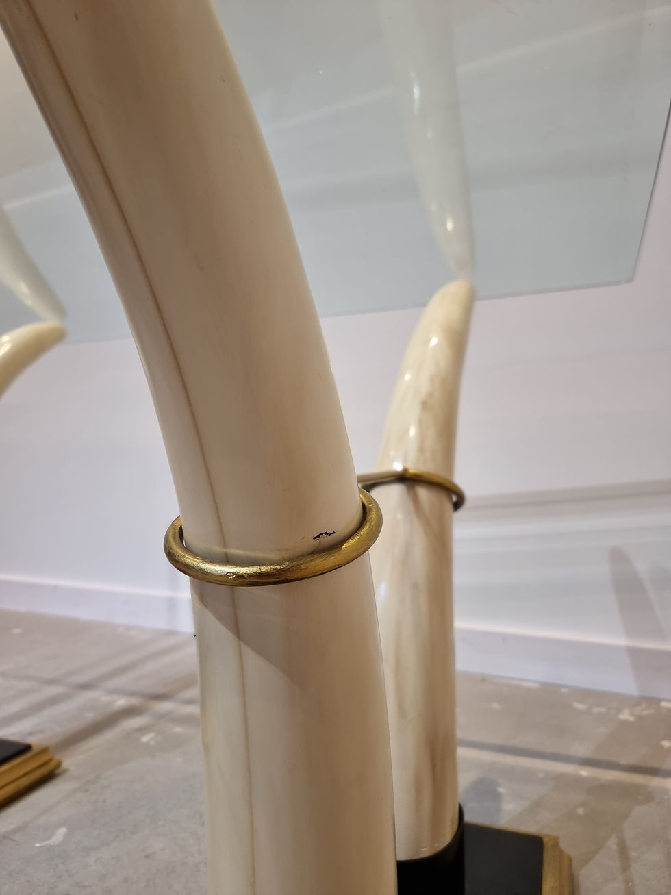 Thumbnail: Square Italian Faux Tusk Dining Table, 1970s