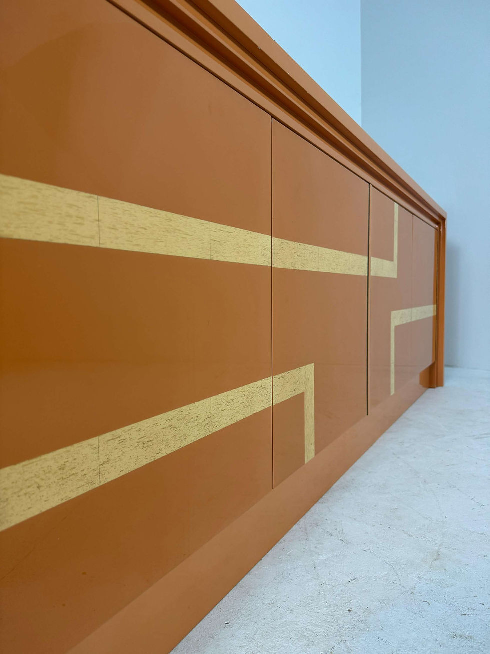 Thumbnail: Italian orange lacquered sideboard with inlay, 1970s