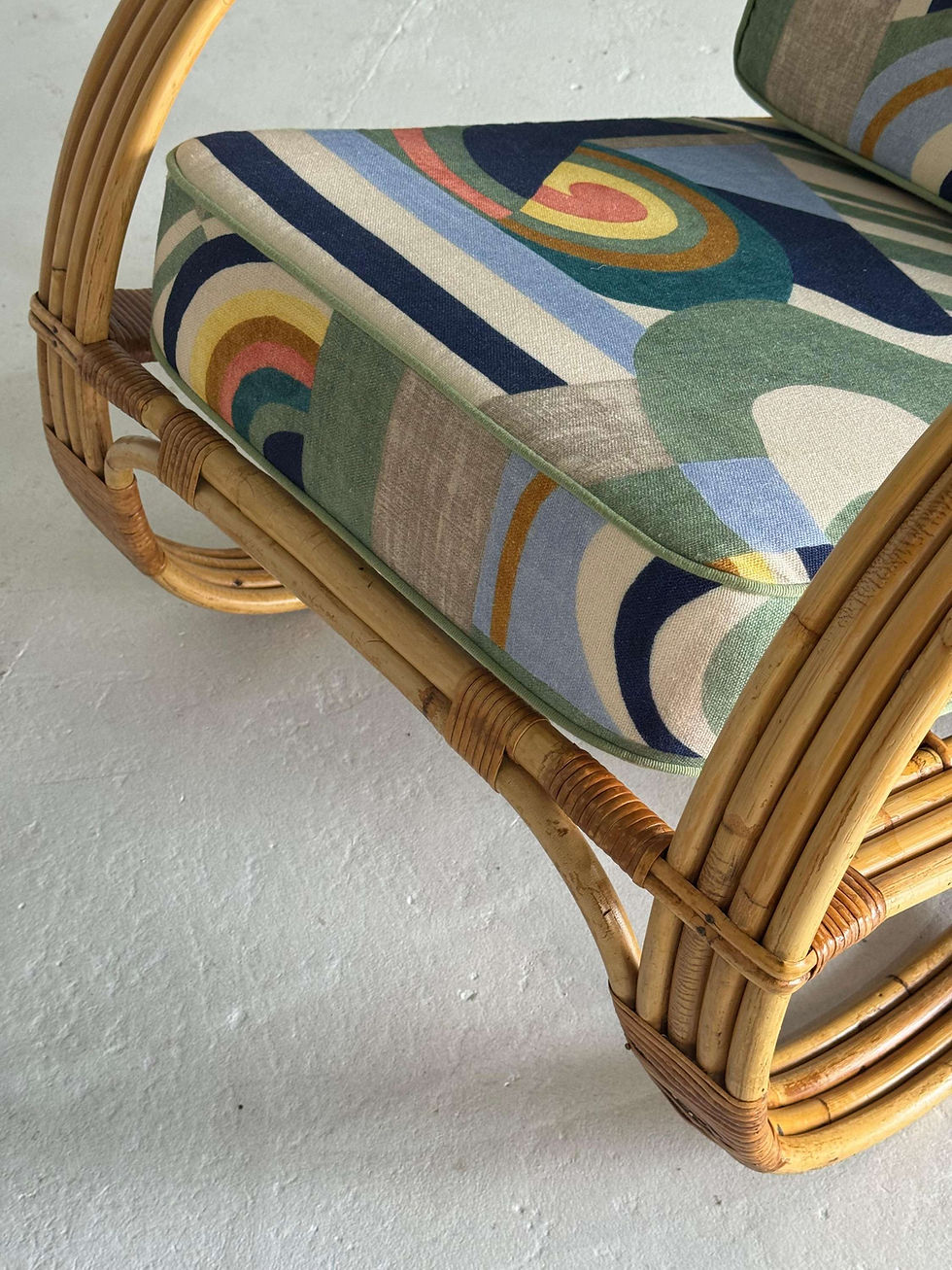 Thumbnail: Exclusive pair of bamboo rattan lounge chairs
