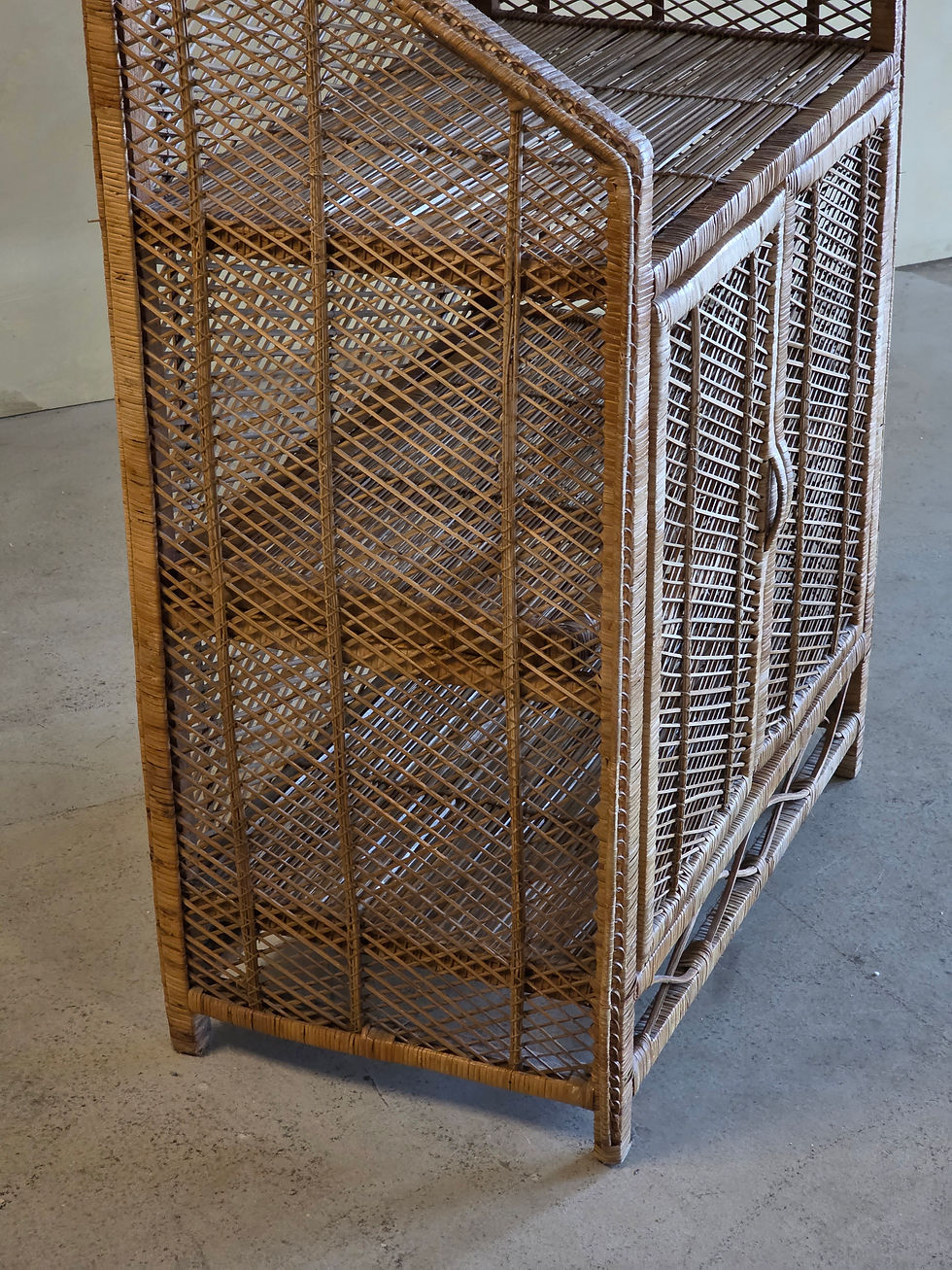 Thumbnail: Vintage Italian Rattan Display cabinet, 1970s