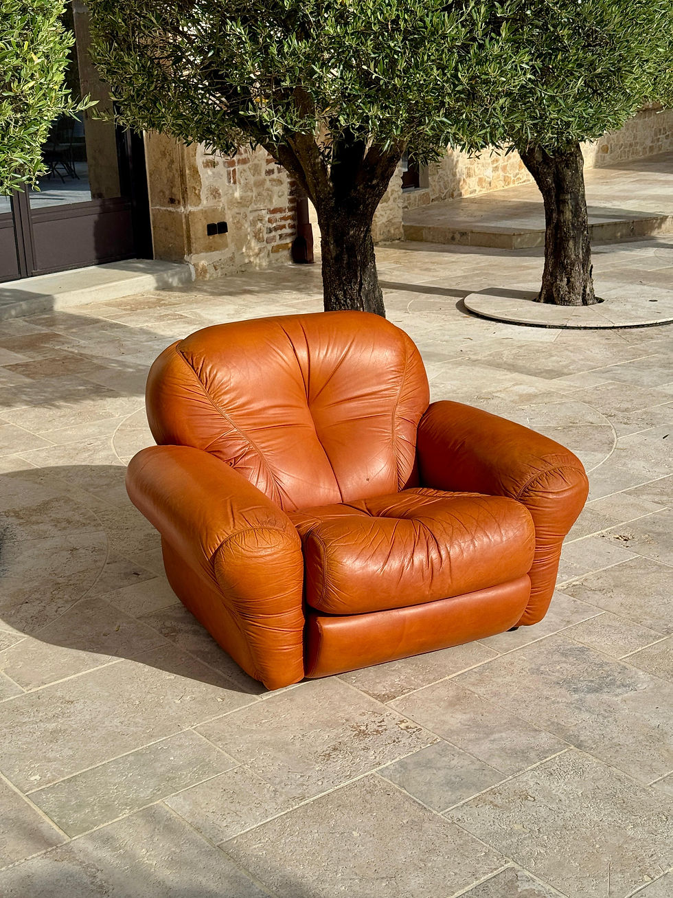 Thumbnail: Orignal Italian vintage leather armchair, 1970s