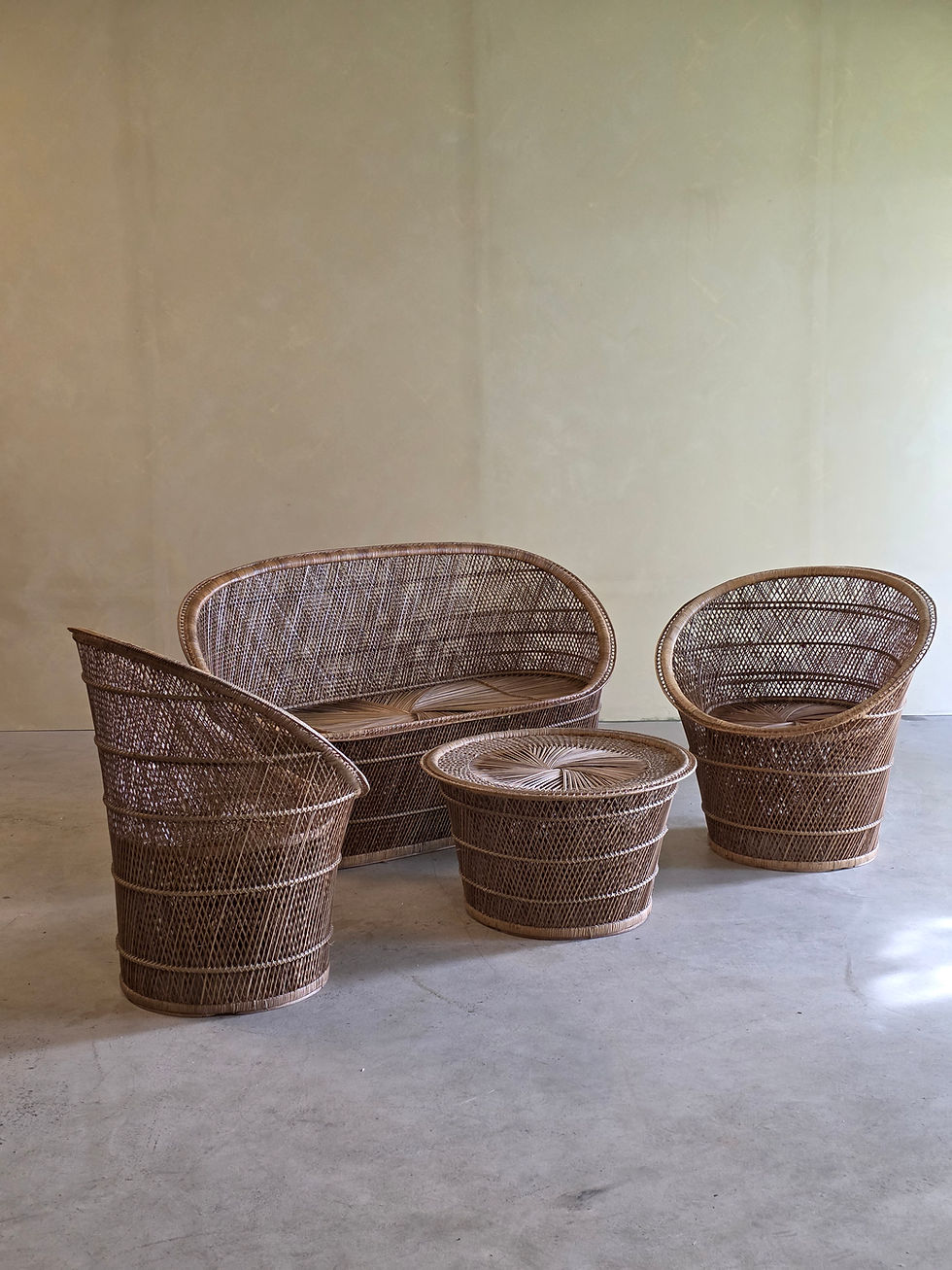 Thumbnail: Vintage rattan lounge set, 1970s