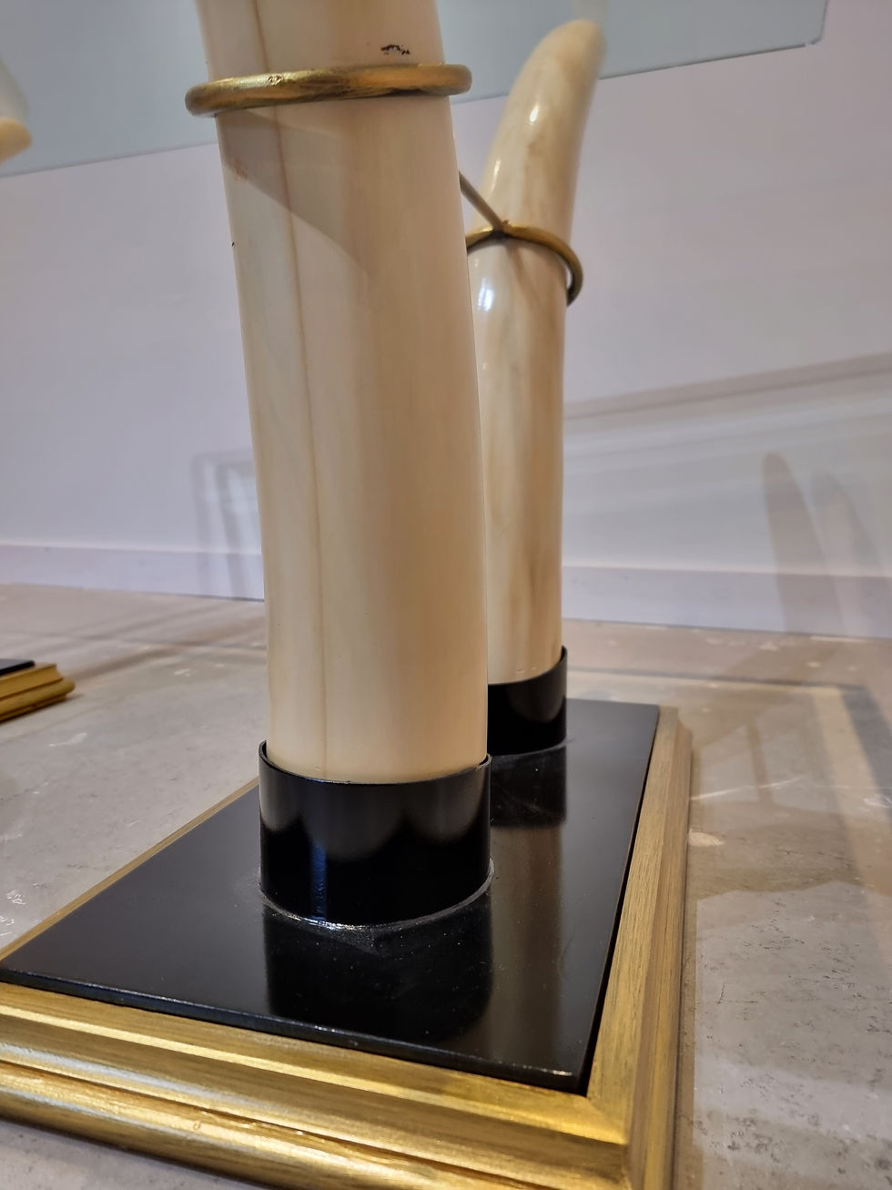 Thumbnail: Square Italian Faux Tusk Dining Table, 1970s