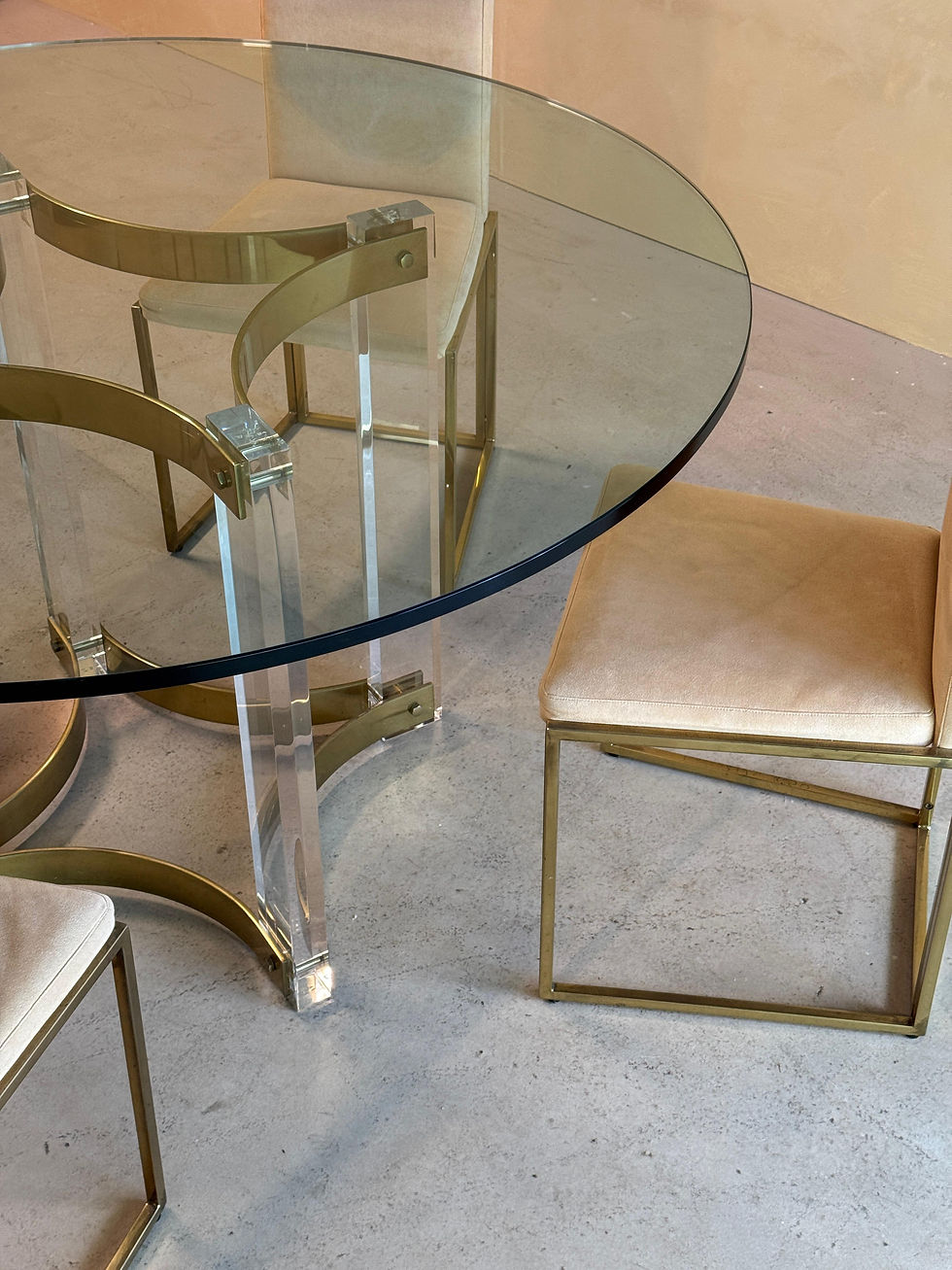 Thumbnail: Belgochrom brass round dining set, 1970s