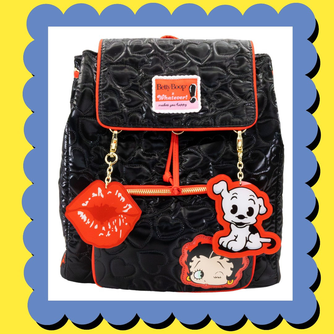 Betty Boop Quilted Heart Trinket Backpack w/ Acrylic Charms