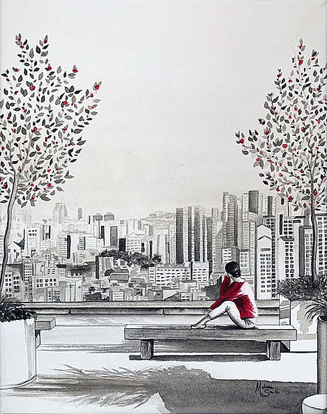 Watercolor painting, Contemplation