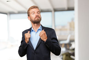 Blond businessman happy expression