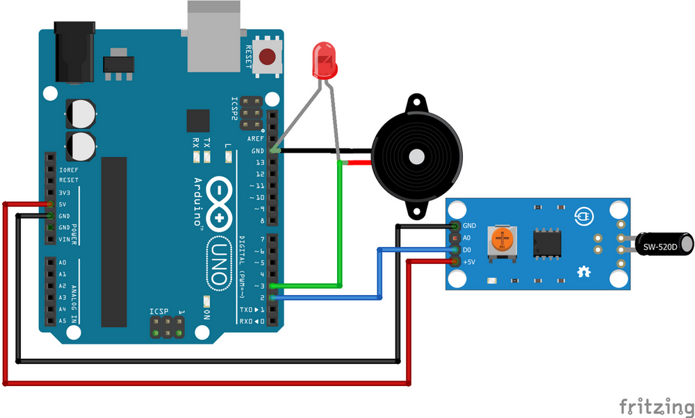 Attiny85 Vibration Sensor Security Alarm